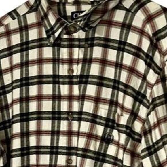 Chaps Flannel Shirt Mens Size XXLT Black Red Plaid Long Sleeve Button Collar - Picture 4 of 7